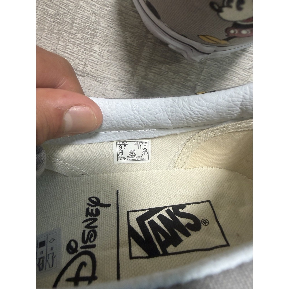 Disney X Vans Mickey Mouse Gray Slip-on Sneakers Men's Size 9.5 New W/box - Picture 6 of 7